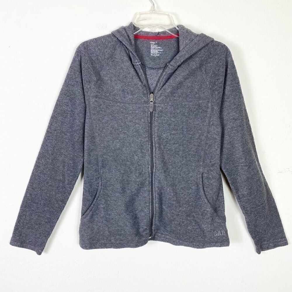 Gap Women’s Grey Terry Fleece Zip Up Lightweight Hooded Jacket Size M